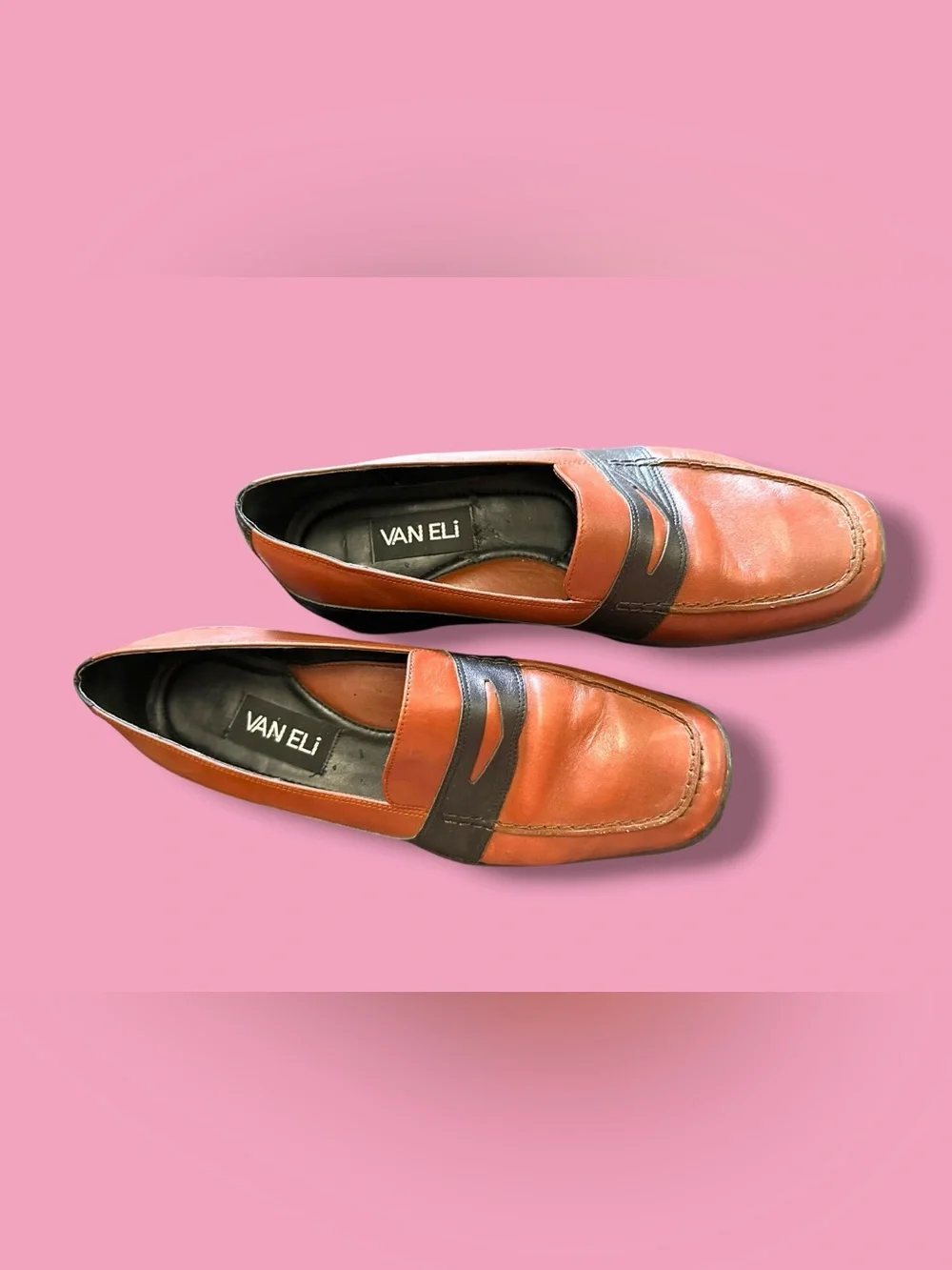Van Eli Two-Tone Brown Leather Penny Loafers